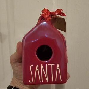 Rae Dunn Red Ceramic Santa Birdhouse Ornament
